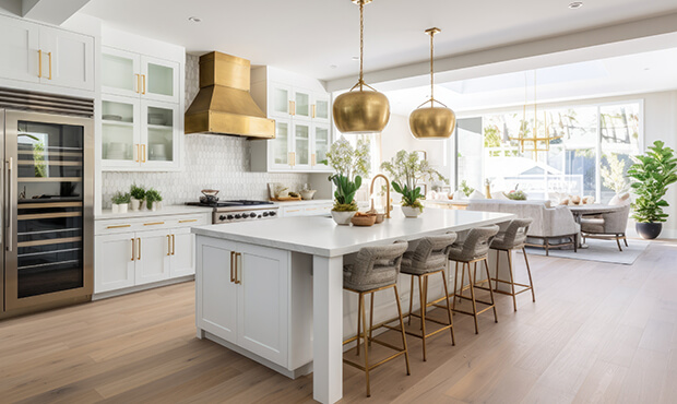 Beautiful kitchen with a big island. 