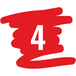 Scribble graphic in red hand drawn lines showcasing the number 4